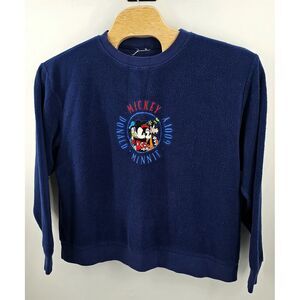 Disney Store Sweatshirt Size XL Blue Fleece Crewneck Vintage Mickey Minnie Goofy